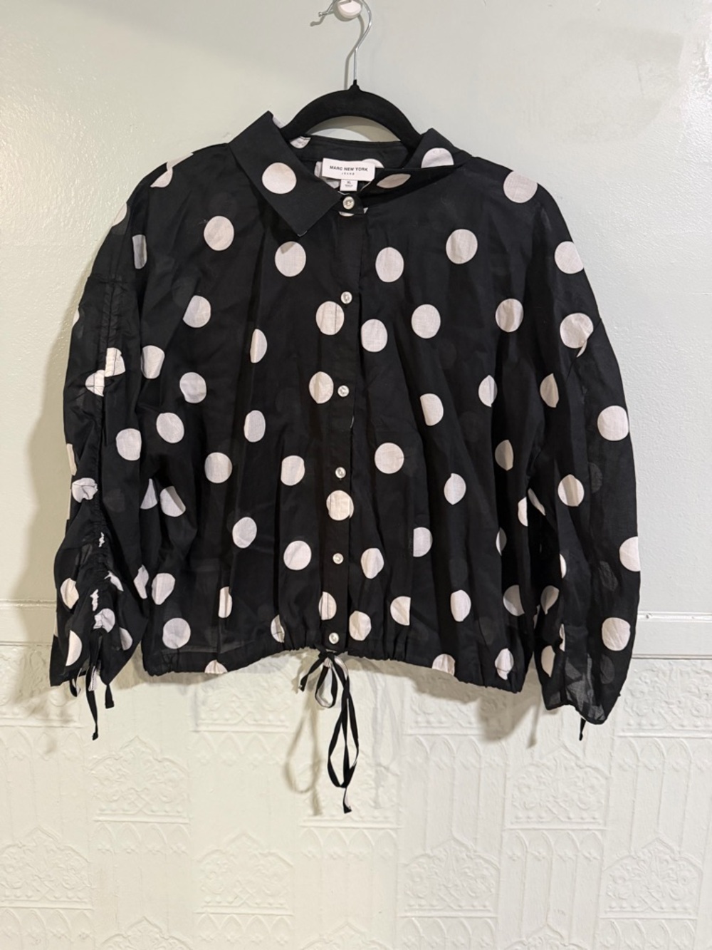 Marc New York Black and White Polka Dot Blouse